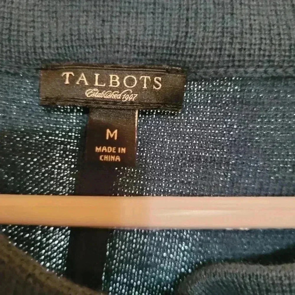 Women's cotton Talbots teal cardigan sz M, oversized sleeves $17 - Picture 2 of 4